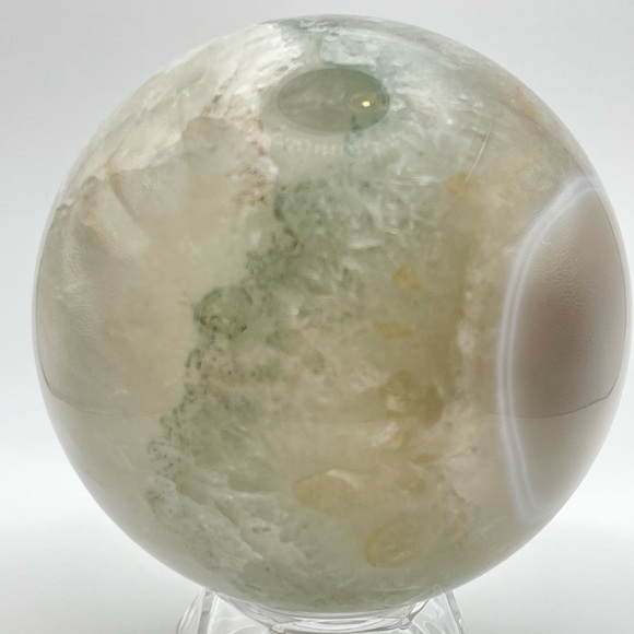 Large 93.5mm 2.5lbs Agate Geode Crystal Sphere with Chlorite. - Picture 2 of 5